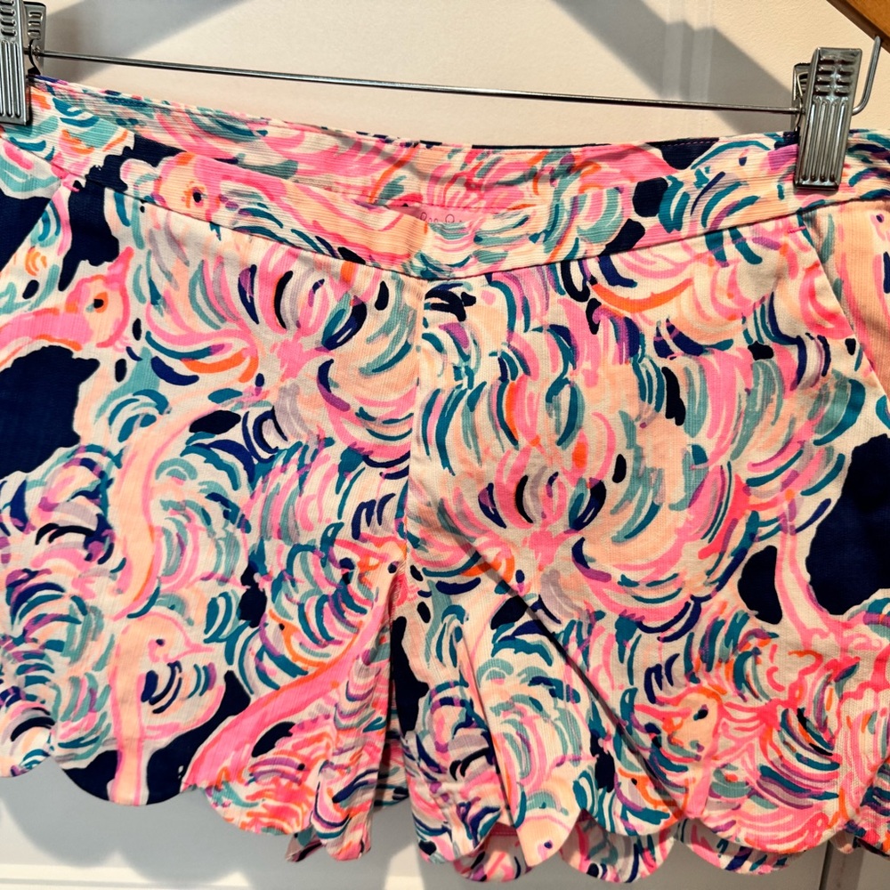 Lilly Pulitzer Magnolia Scallop Hem Pelican Pink Head in the Sand Shorts Size 6